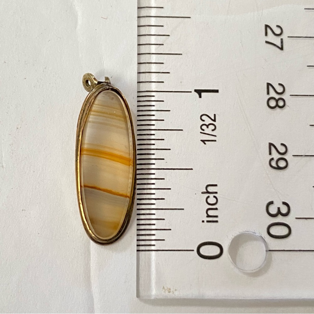 Vintage Gold and Brown Agate Stone Pendant - Picture 12 of 12